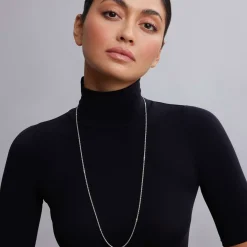 Flash Sale 32 Inch Caviar Beaded Station Necklace Silver