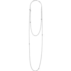 Flash Sale 32 Inch Caviar Beaded Station Necklace Silver