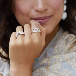 Clearance Amethyst And Diamond Stacking Ring Gemstones