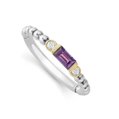 Store Amethyst And Diamond Stacking Ring Two-Tone