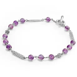 Shop Amethyst Beaded Bracelet Silver