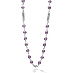 Cheap Amethyst Beaded Necklace Silver