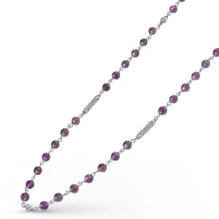 Cheap Amethyst Beaded Necklace Silver