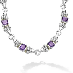 Hot Amethyst Caviar Beaded Necklace Two-Tone