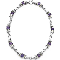Hot Amethyst Caviar Beaded Necklace Two-Tone