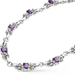 Hot Amethyst Caviar Beaded Necklace Two-Tone