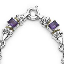 Hot Amethyst Caviar Beaded Necklace Two-Tone