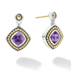 Cheap Amethyst Drop Earrings Two-Tone
