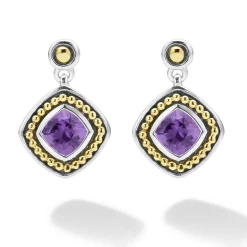 Cheap Amethyst Drop Earrings Two-Tone