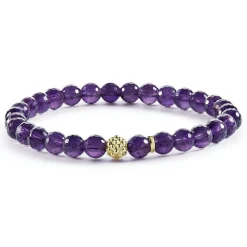 Sale Amethyst Gold Station Bead Bracelet Gold