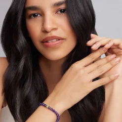 Sale Amethyst Gold Station Bead Bracelet Gold