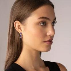 Shop Amethyst Hoop Earrings Two-Tone