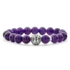 Hot Amethyst Silver Station Bead Bracelet Silver
