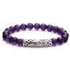 Hot Amethyst Silver Station Bead Bracelet Gemstones