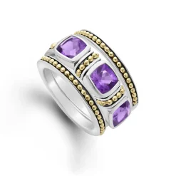 Flash Sale Amethyst Stacking Rings Two-Tone