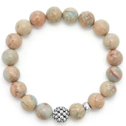 Sale Aqua Tera Jasper Silver Station Bead Bracelet Silver