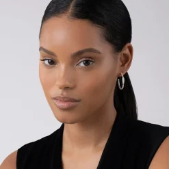 Discount Beaded Diamond Hoop Earrings Hoop Earrings