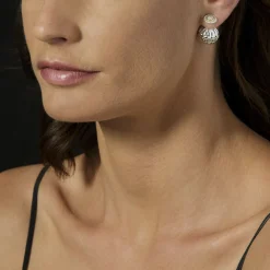 Clearance Beaded Diamond Stud Earrings Two-Tone