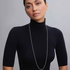 Store Beaded Pearl Necklace Silver