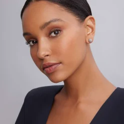 Store Beaded Silver Stud Earrings Silver