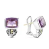 Outlet Bezel-Set Amethyst Earrings Two-Tone