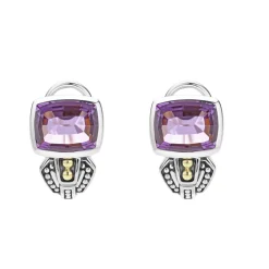 Outlet Bezel-Set Amethyst Earrings Two-Tone
