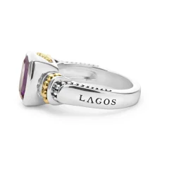 Clearance Bezel-Set Amethyst Ring Two-Tone