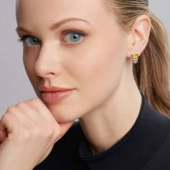 Flash Sale Bezel-Set Citrine Stud Earrings Two-Tone