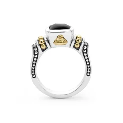 Cheap Bezel-Set Onyx Ring Two-Tone