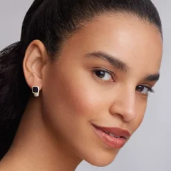 Cheap Bezel-Set Onyx Stud Earrings Gemstones