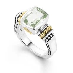 Best Sale Bezel-Set Prasiolite Ring Two-Tone