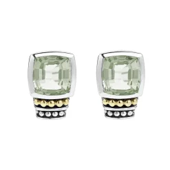 Outlet Bezel-Set Prasiolite Stud Earrings Two-Tone