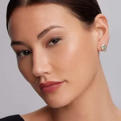 Cheap Bezel-Set Prasiolite Stud Earrings Gemstones