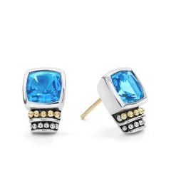 Flash Sale Bezel-Set Swiss Blue Topaz Stud Earrings Gemstones