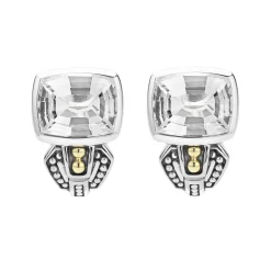 Flash Sale Bezel-Set White Topaz Earrings Two-Tone
