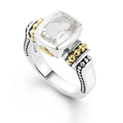 Outlet Bezel-Set White Topaz Ring Two-Tone