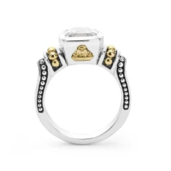 Outlet Bezel-Set White Topaz Ring Two-Tone