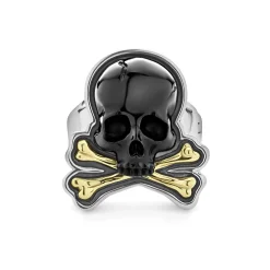 New Black Agate Skull And Bones Statement Ring Rings