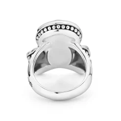 New Black Agate Skull And Bones Statement Ring Rings