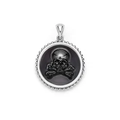 New Black Agate Skull Crossbone Amulet Amulets