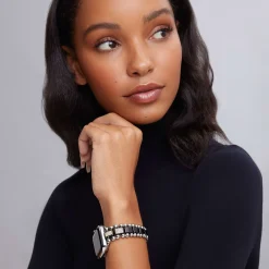 Shop Black Ceramic Half Diamond Watch Bracelet-38-45Mm Watch Bracelets