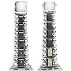 Shop Black Ceramic Half Diamond Watch Bracelet-38-45Mm Watch Bracelets