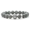 Shop Black Jade Silver Station Bead Bracelet Silver
