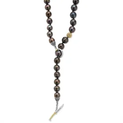Fashion Black Pearl Gold Station Bead Necklace Necklaces & Chains