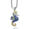 Outlet Blue Sapphire And Diamond Seahorse Pendant Necklace Gemstones