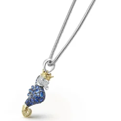 Outlet Blue Sapphire And Diamond Seahorse Pendant Necklace Gemstones