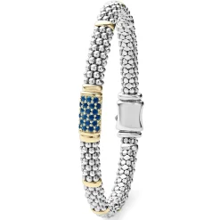 Store Blue Sapphire Caviar Bracelet | 6Mm Two-Tone