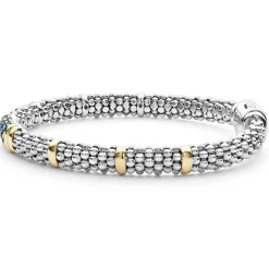 Store Blue Sapphire Caviar Bracelet | 6Mm Two-Tone