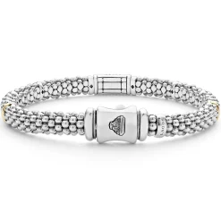 Store Blue Sapphire Caviar Bracelet | 6Mm Two-Tone