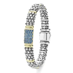 Online Blue Sapphire Caviar Bracelet | 9Mm Two-Tone